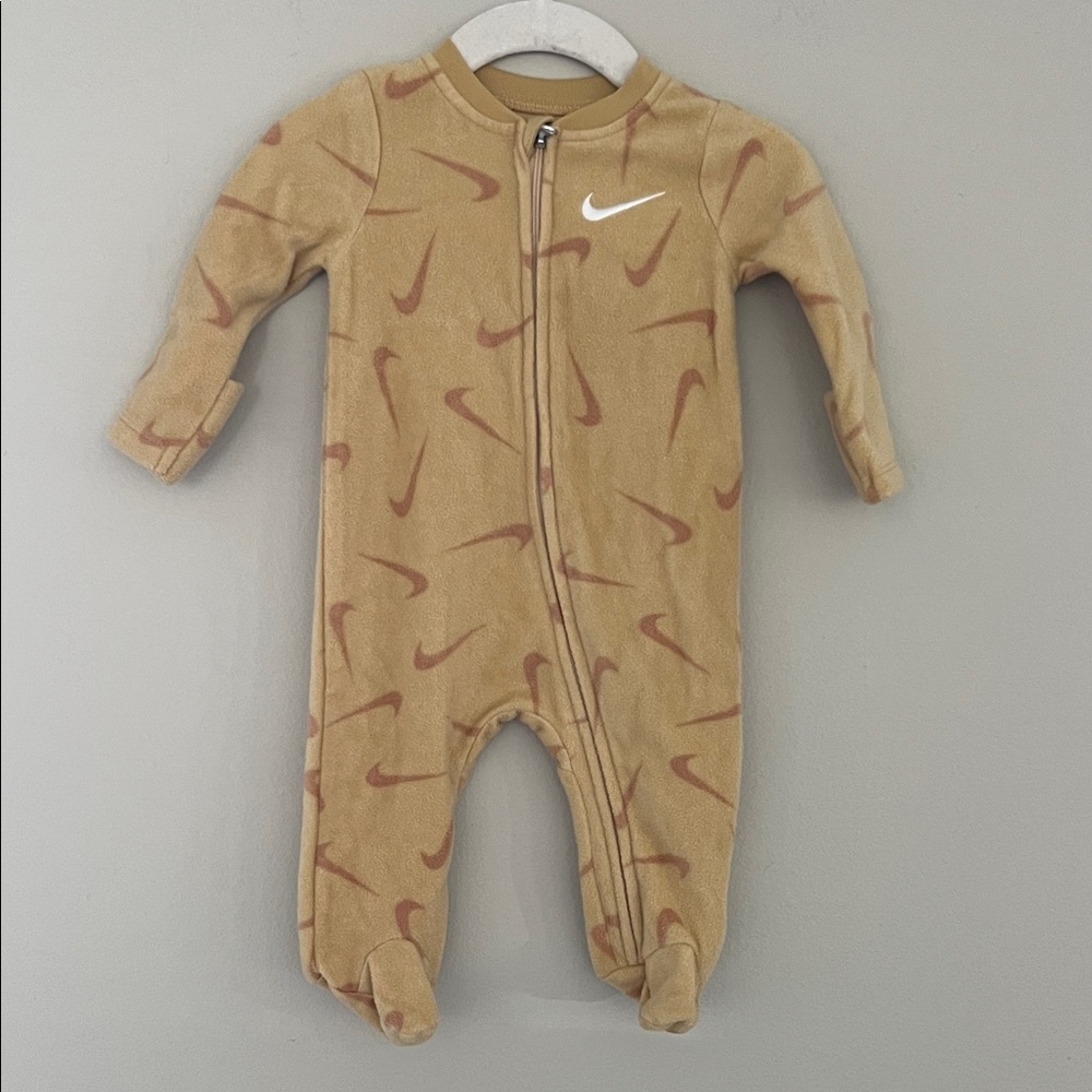 Nike Baby Tan Zip-Front Footed One-Piece